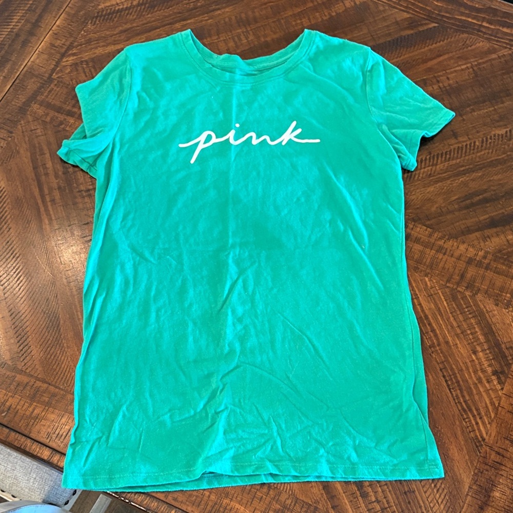 PINK Victoria's Secret Aqua Short Sleeve Tee